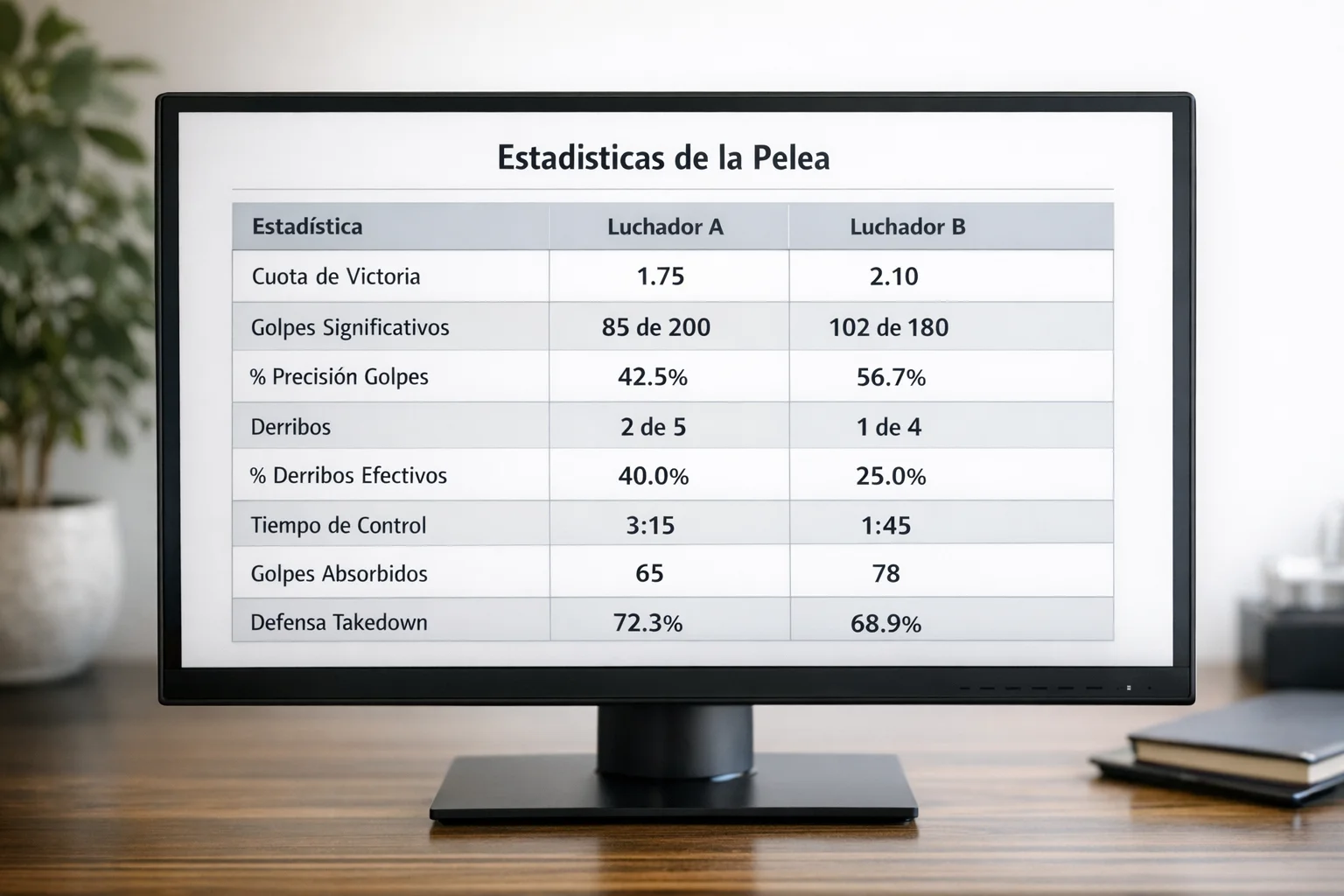 Pantalla mostrando cuotas decimales de un combate de UFC