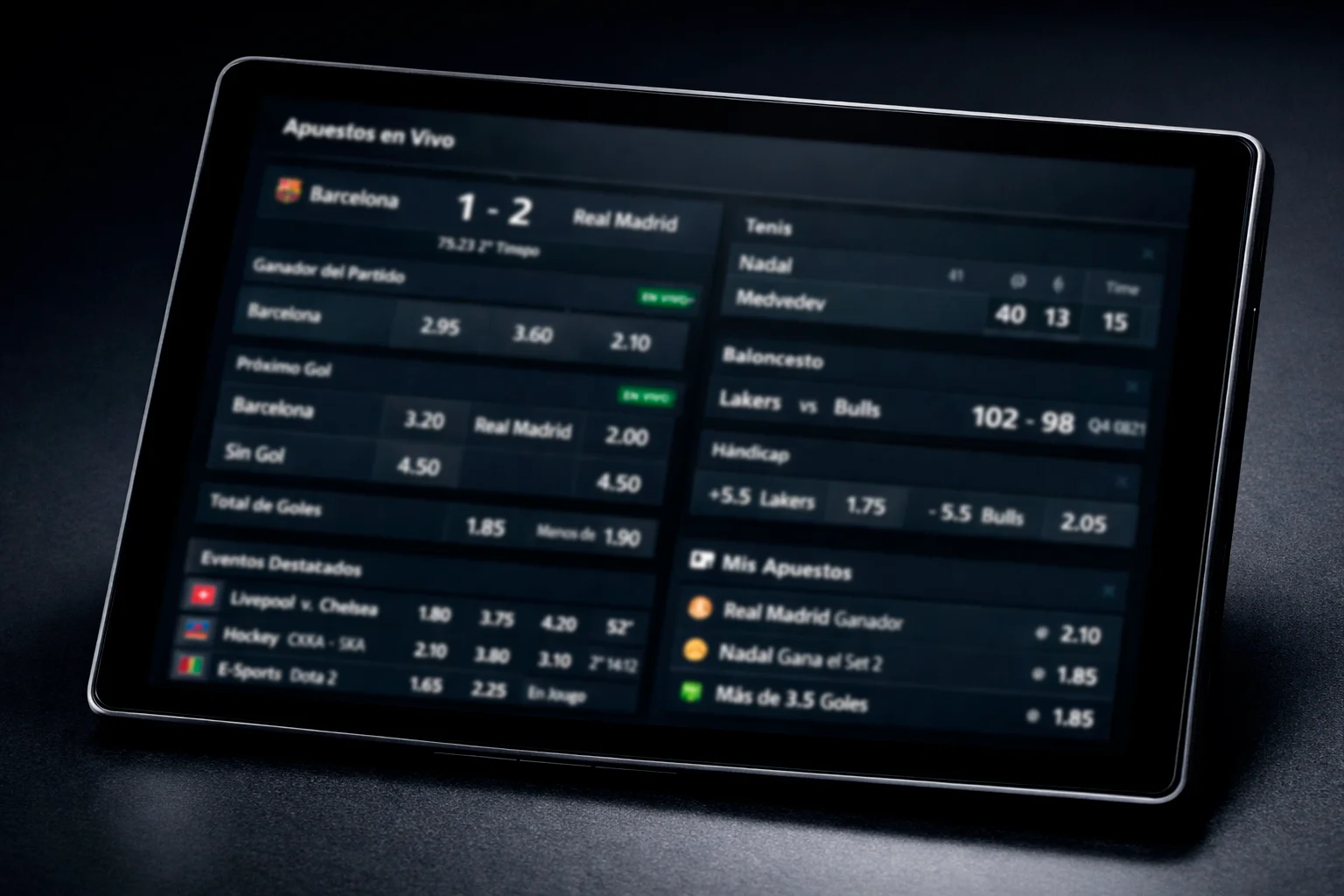 Pantalla mostrando cuotas de apuestas actualiz&aacute;ndose durante un combate UFC