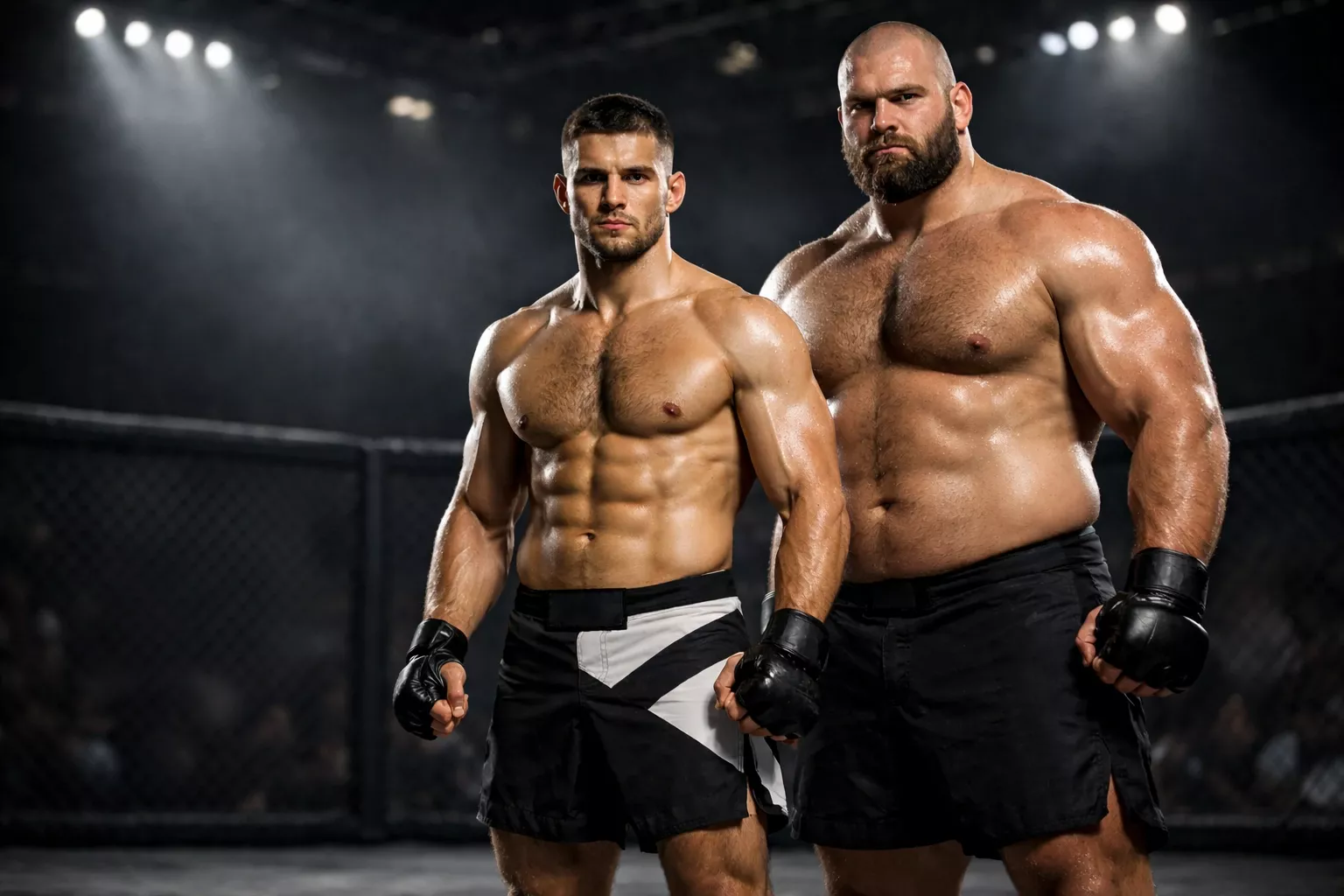 Luchadores de UFC de diferentes categorías de peso en el octágono